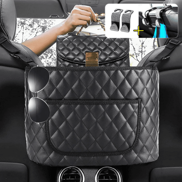 Car Net Pocket Handbag Holder,Purse Holder for Car,PU Leather Car Purse Holder Between Seats,Car Handbag Organizer,Car Seat Storage Net Pocket for Storage Phone Leather Black with Pockets Car Net Pocket Handbag Holder,Purse Holder for Car,PU Leather Car Purse Holder Between Seats,Car Handbag Organizer,Car Seat Storage Net Pocket for Storage Phone Leather Black with Pockets